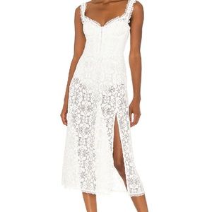 NWT For Love and Lemons Nadine Midi Dress in White Sz M